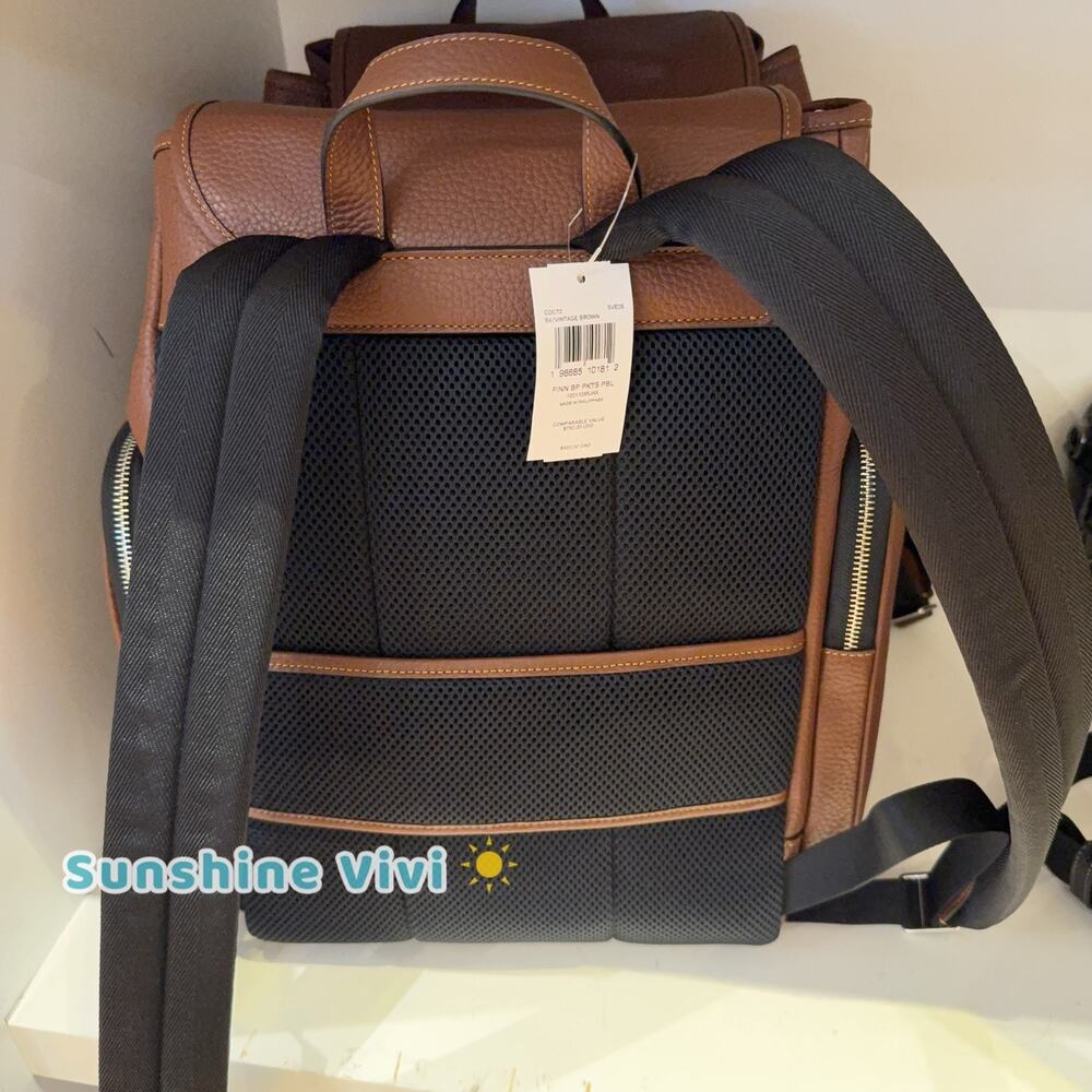 NWT Coach Finn Backpack CDC72 Soft Pebble Leather Silver VINTAGE BROWN - Picture 4 of 9